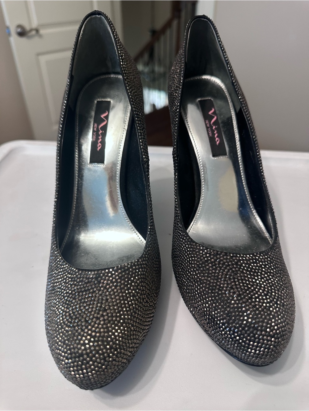 Nina Women's Black Rhinestone Pump